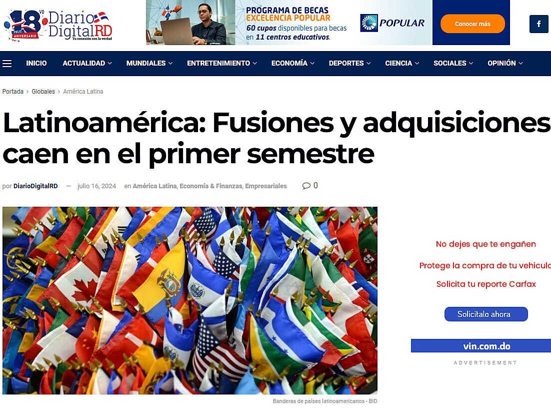 Latinoamrica: Fusiones y adquisiciones caen en el primer semestre